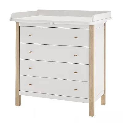 Simple Style Children's Bed With White Finish Wooden Legs And Practical Storage Drawers 3d model