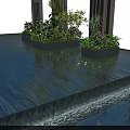 Tropical Water Feature Design With Palm Trees Decorative Screens And Reflections