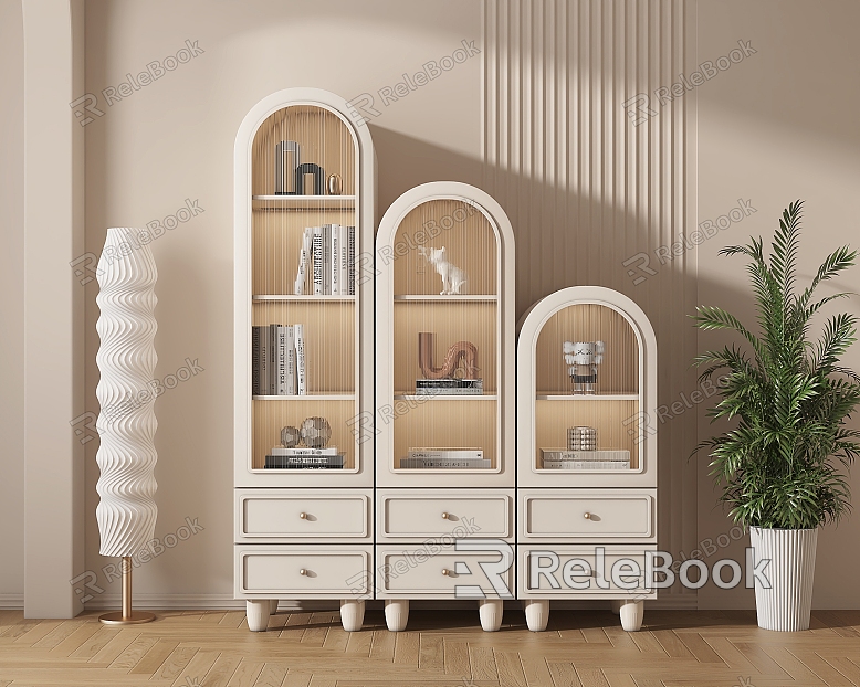 Modern Bookcase Cream Storage Cabinet Bookcase Combination Cabinet Bookcase model