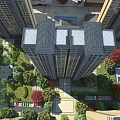 Aerial View Urban Planning With High Rise Buildings Green Spaces And Open Squares