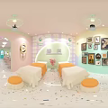 Cozy Cute Bubble Tea Shop Interior With Pink Lavender Walls Chandeliers Posters Tables And Chairs