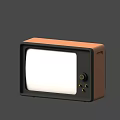 Retro Brown And Black Television With Classic Design White Screen And Control Knobs 3d model