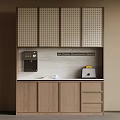 Modern Wooden Wine Cabinet Design With Storage Drawers And Display Shelves