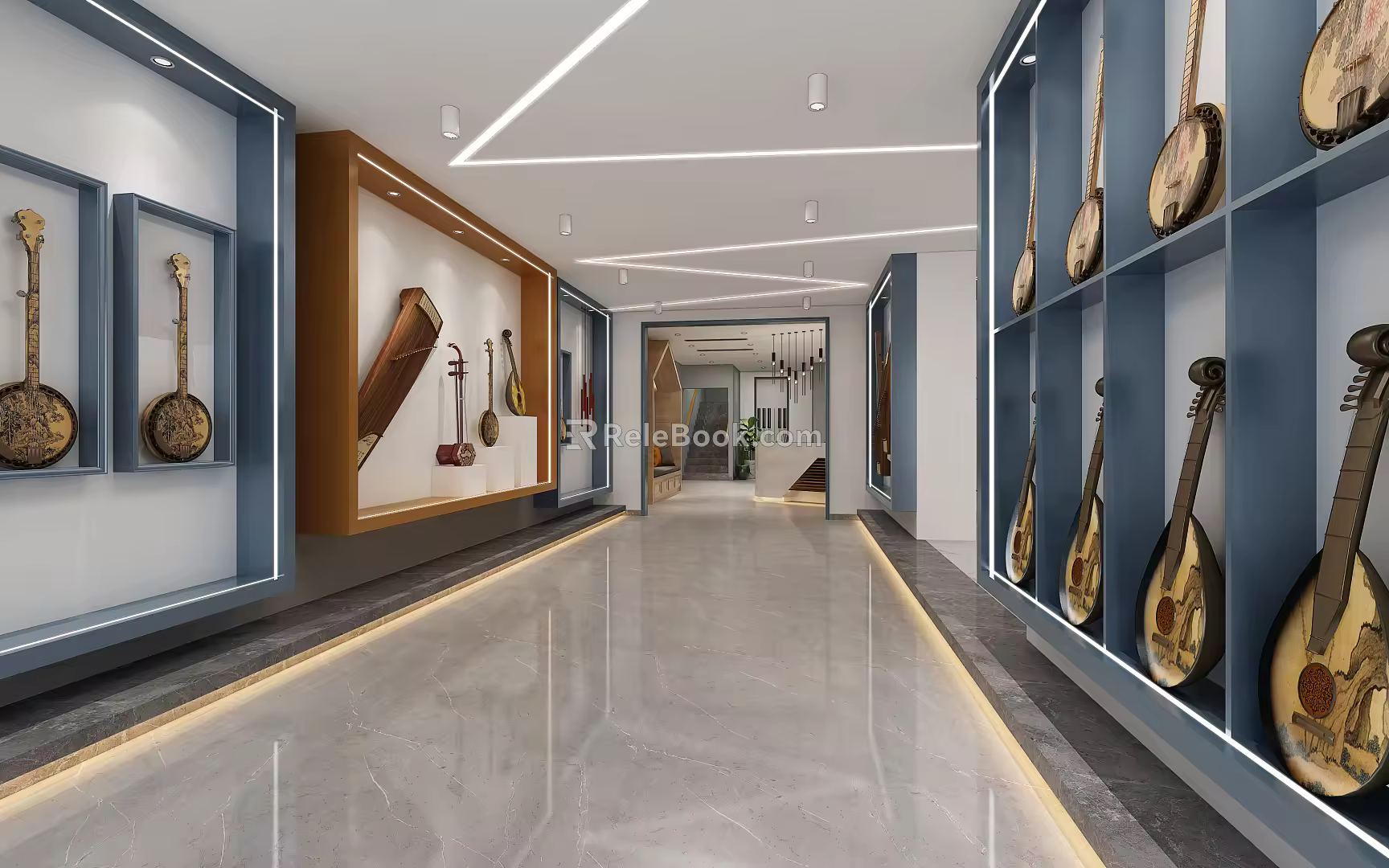 Modern store piano store 3d model