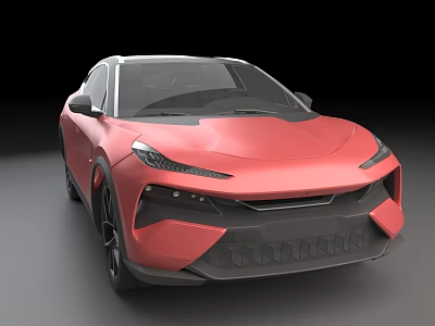 Red Modern Sporty Car With Sleek Front Design Distinctive Headlights And Unique Grille 3d model
