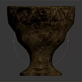 Handcrafted Brown Textured Cup With Rustic Design And Carved Base Details 3d model