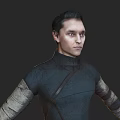 Man in Blue and Red Long Sleeve Costume 3D Character Model Posing