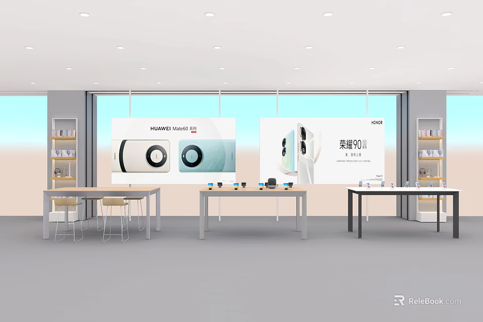 Modern Haier Display Shelves Showcasing Air Conditioners In Bright Spacious Store 3d model 