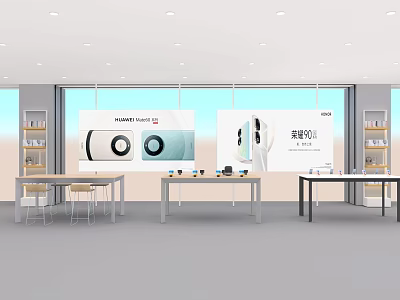 Modern Haier Display Shelves Showcasing Air Conditioners In Bright Spacious Store 3d model
