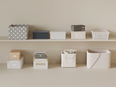 Various Decorative and Functional Storage Boxes for Home Organizing with Different Designs 3d model