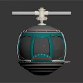 Green And Brown Cable Car Cabin With Top Bar And Metal Structure