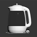 White Electric Kettle With Transparent Body And Power Cord On Black Base