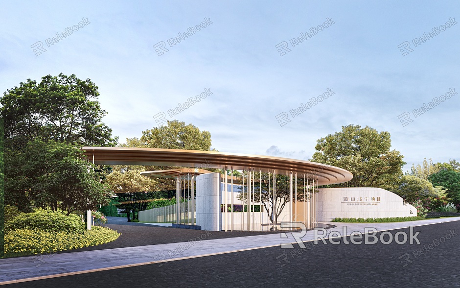 Modern residential area gate demonstration area landscape landscape tree park entrance flower landscape gallery model