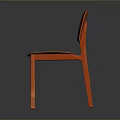 Modern Wooden Chair With Vibrant Orange Color And Unique Backrest Design