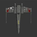 Sci Fi Fighter Spaceship Model With Multiple Engines Gray Body And Red Yellow Details