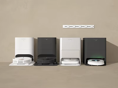Modern Daily Use Robot Vacuum Docking Stations In White Black And Silver 3d model