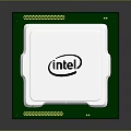 Intel Processor Chip Featuring Green Substrate White Core and Gold Contacts