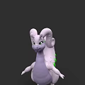 Cartoon Style Reptile 3D Model With White Purple Body Green Spots Horns And Big Eyes