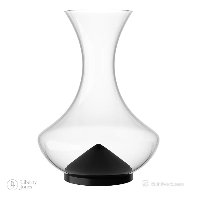 Modern Dinnerware Set Featuring Transparent Glass Wine Decanter With Black Base 3d model 