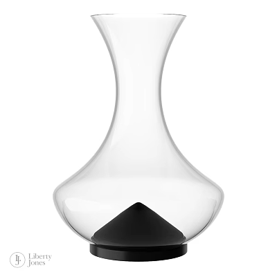 Modern Dinnerware Set Featuring Transparent Glass Wine Decanter With Black Base 3d model