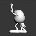 Cartoon White Character With Smiling Face Green Eyes Red Mouth Waving Hand On Black Surface