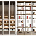 Modern Decorative Cabinet With Multi Layer Shelves Ornamental Vases Books And Decorative Boxes