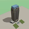 Tall Modern Office Building Architectural Design With Glass Top Exterior And Base Entrance