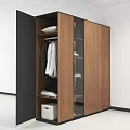Modern Wooden Bookcase With Glass Door Compartments Blue Folders And Stacked Documents