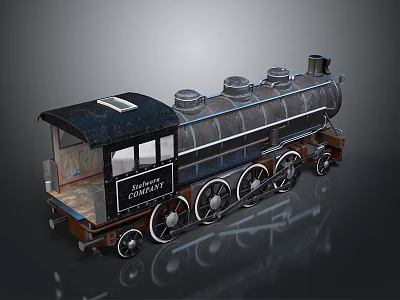 Vintage Steam Train Model With Black Roof Silver Body And Cheyenne Lettering 3d model