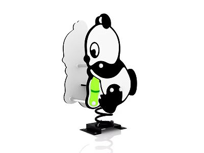 Building Blocks Panda Figure With Black White Color And Green Accent On Spring Base 3d model