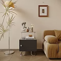 Modern Bedside Table Simple Side Table Corner Table Ornaments Combination Hanging Painting 3d model