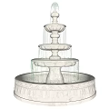 White Multi Tier Garden Fountain With Flowing Water And Ornamental Design