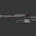 Detailed Futuristic Sci Fi Weapon With Green Accents Scope And Metallic Barrel