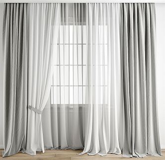 Modern Curtain Fabric Curtain Bedroom Curtain Gauze Curtain Sunshade Curtain Living Room Curtain 3d model