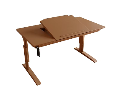 Wooden Desk With Adjustable Tilting Top And Stable Support Legs 3d model
