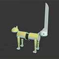 Yellow Dog Shaped Doll With Movable Joints And Long Tail