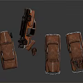 Rusted Old Vintage Car Models With Damaged Bodies And Scattered Parts On Dark Background