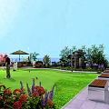 Spacious Rooftop Mini Golf Courtyard Design With Lush Greenery And Comfortable Outdoor Leisure Area
