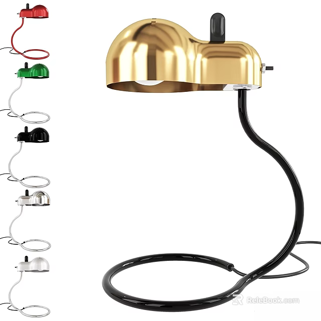 Modern Table Lamp With Gold Shade Black Stand And Multiple Color Options 3d model 