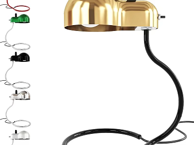 Modern Table Lamp With Gold Shade Black Stand And Multiple Color Options 3d model