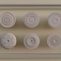 Six Decorative Circular Plates With Intricate Patterns In Framed 3d model