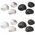 Elegant Modern Interior With White Rounded Multiple Pendant Lights Design 3d model