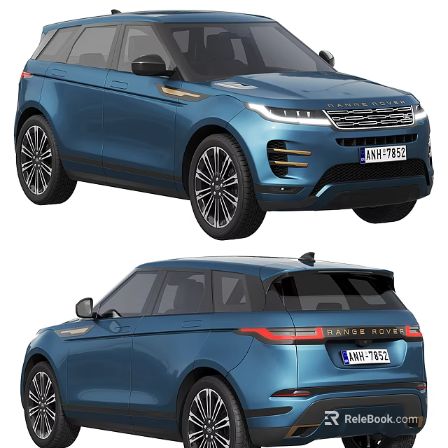 Blue Land Rover Range Rover Evoque Exterior Design Showcasing Front And Rear Views 3d model 