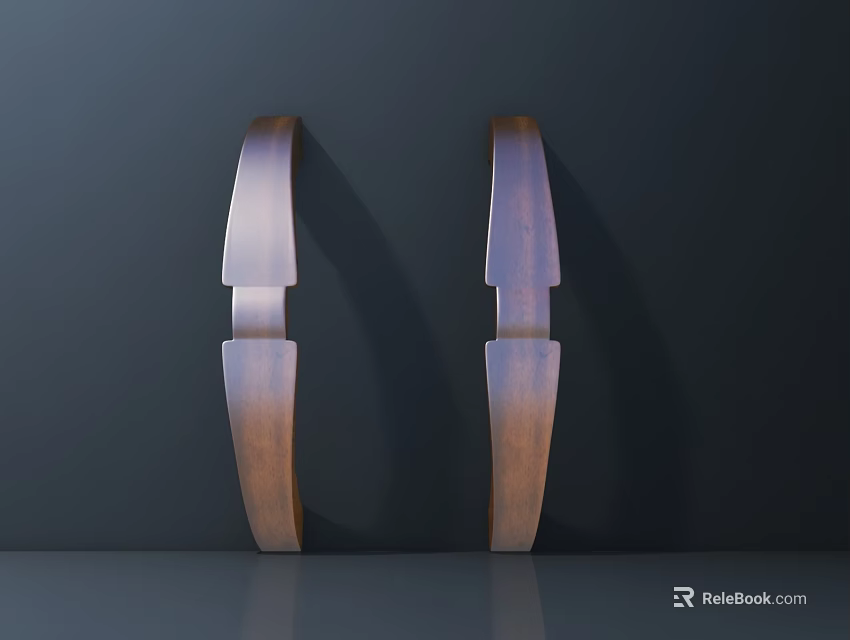 Modern Curved Brown Metal Handles With Sleek Glossy Design For Cabinet 3d model 