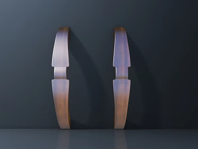 Modern Curved Brown Metal Handles With Sleek Glossy Design For Cabinet 3d model
