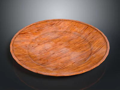 Natural Wooden Oval Tray With Smooth Surface And Handcrafted Texture 3d model