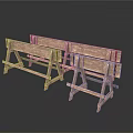 Vintage Wooden Benches Set of Three with Rustic Simple Structure Design