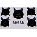 Gas Stove Kitchen Appliance with Five Burners White Panel and Control Knobs