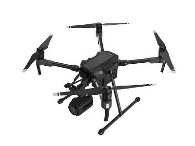 Advanced Black Drone With Multiple Propellers And Professional Camera Equipment 3d model