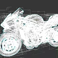 Futuristic Motorcycle with 3D Rendered Modern Design Green Frame and White Body Structure